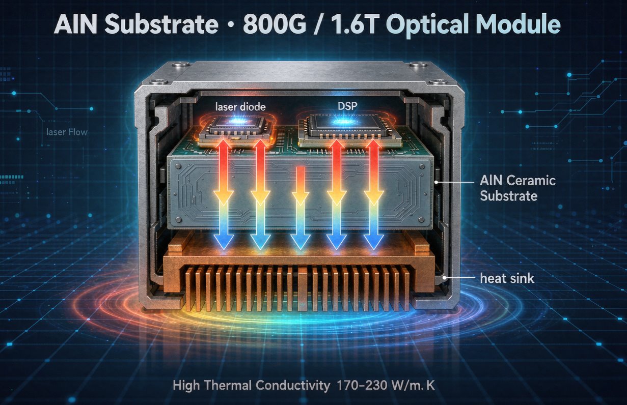 Boîtier et dissipateur thermique AlN HTCC pour modules optiques